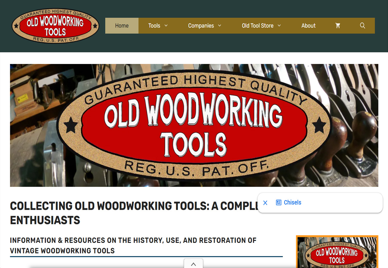 Old Woodworking Tools website screenshot