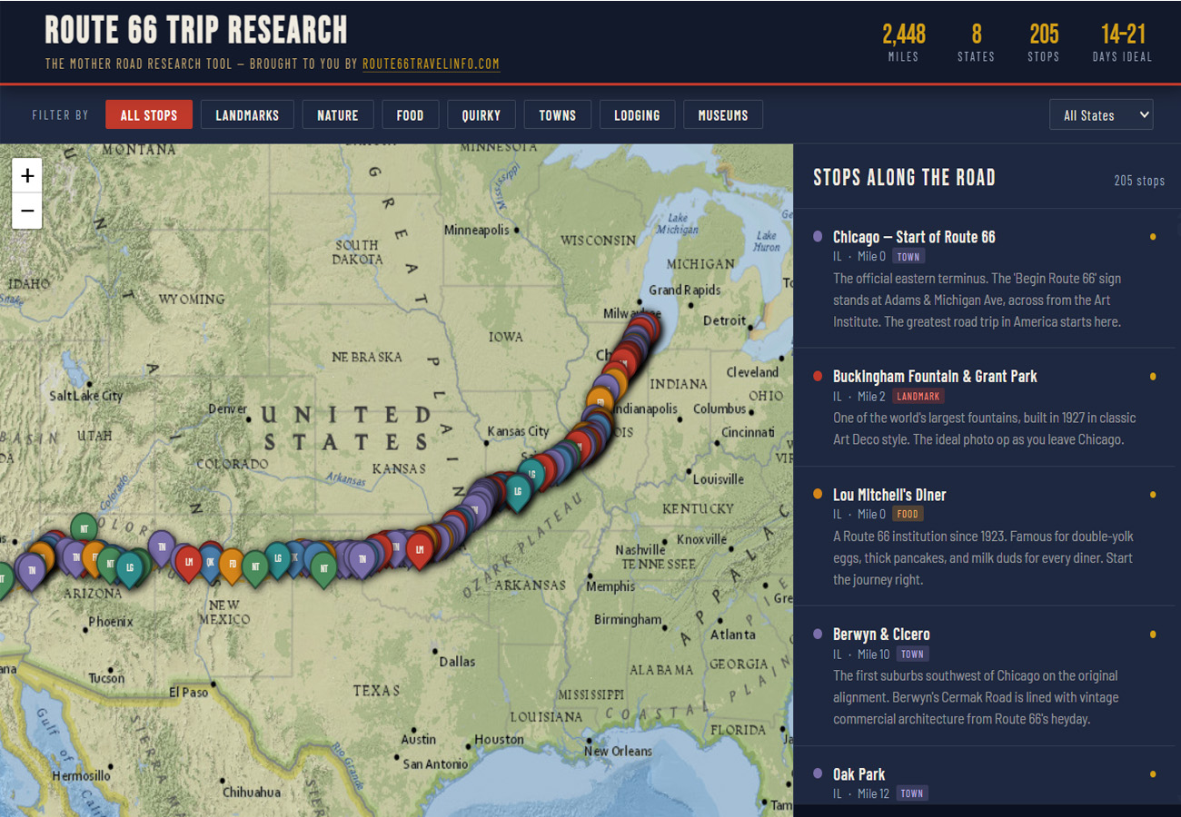 Route 66 AI Research Tool screenshot